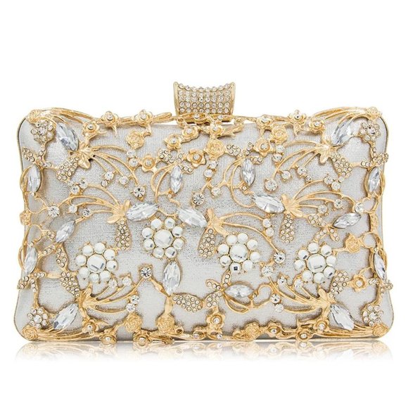Tife Rhinestone Evening Hand Clutch - Silver - Picture 2 of 5